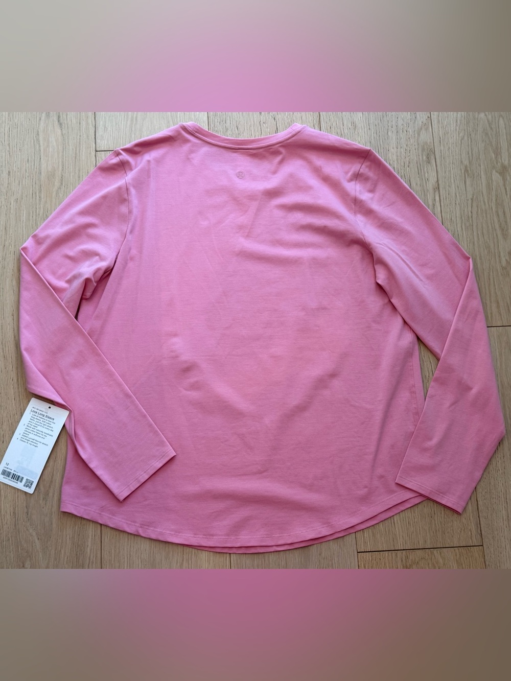 Lululemon Love Long-Sleeve Shirt Pink Tide Size 12 NWT Pima Cotton Rare Colour - Picture 2 of 4